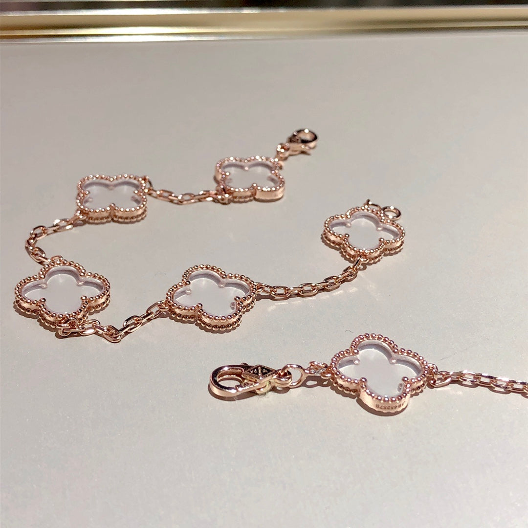VCA CLOVER 5 MOTIF ROCK CRYSTAL BRACELET