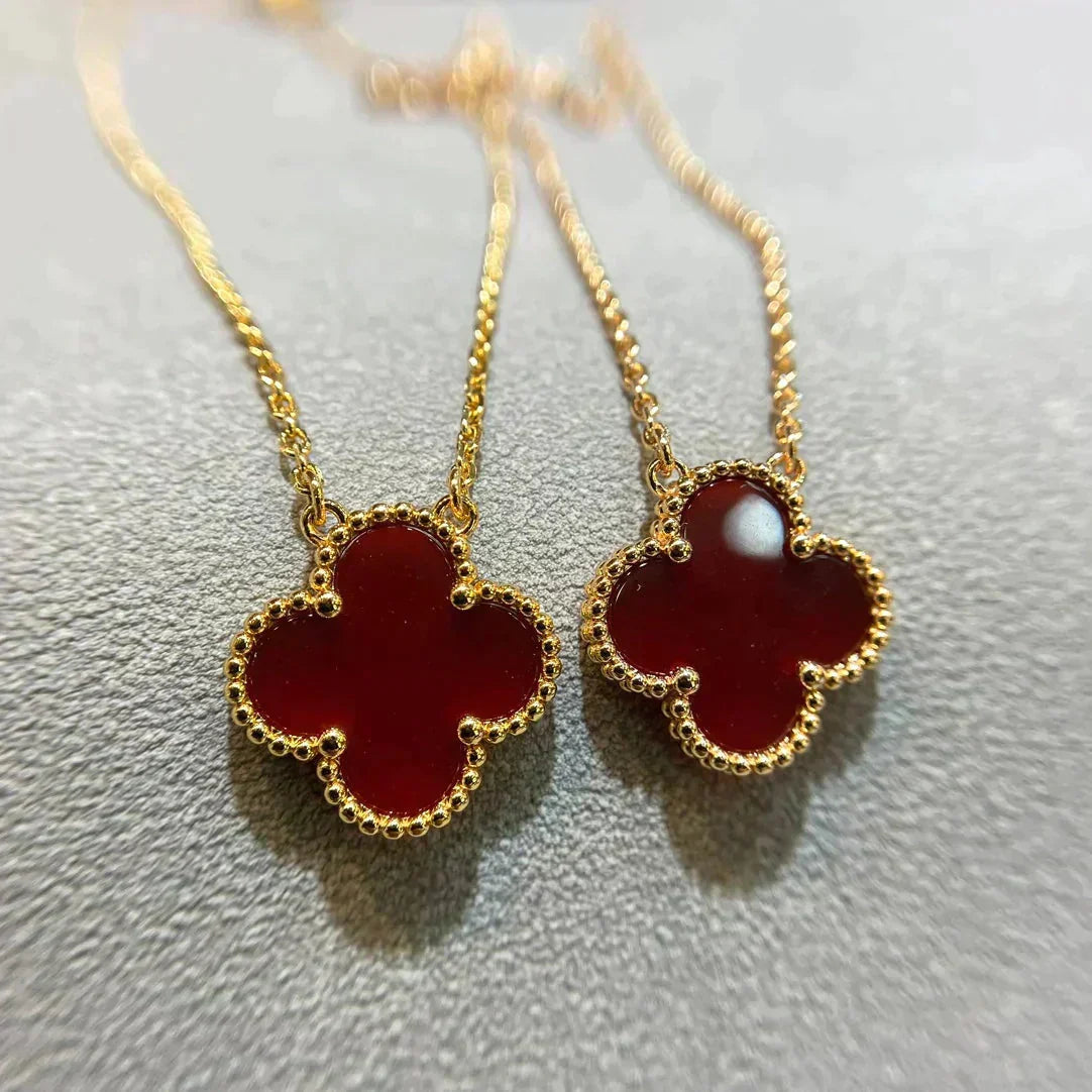 VCA CLOVER 15MM CARNELIAN SINGLE FLOWER NECKLACE