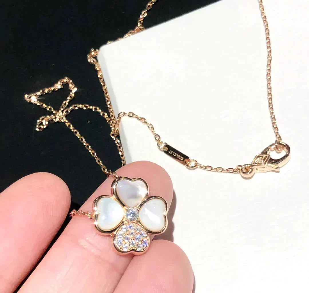 VCA CLOVER MOP DIAMOND ROSE GOLD NECKLACE