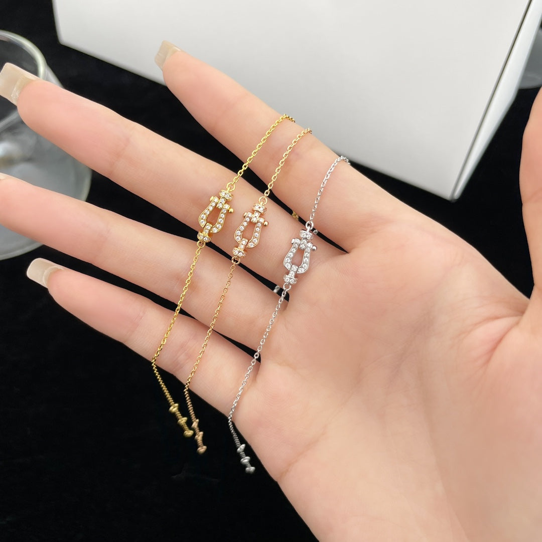 FRED FORCE 10 FULL DIAMOND BUCKLE CHAIN LINK MINI MODEL BRACELET