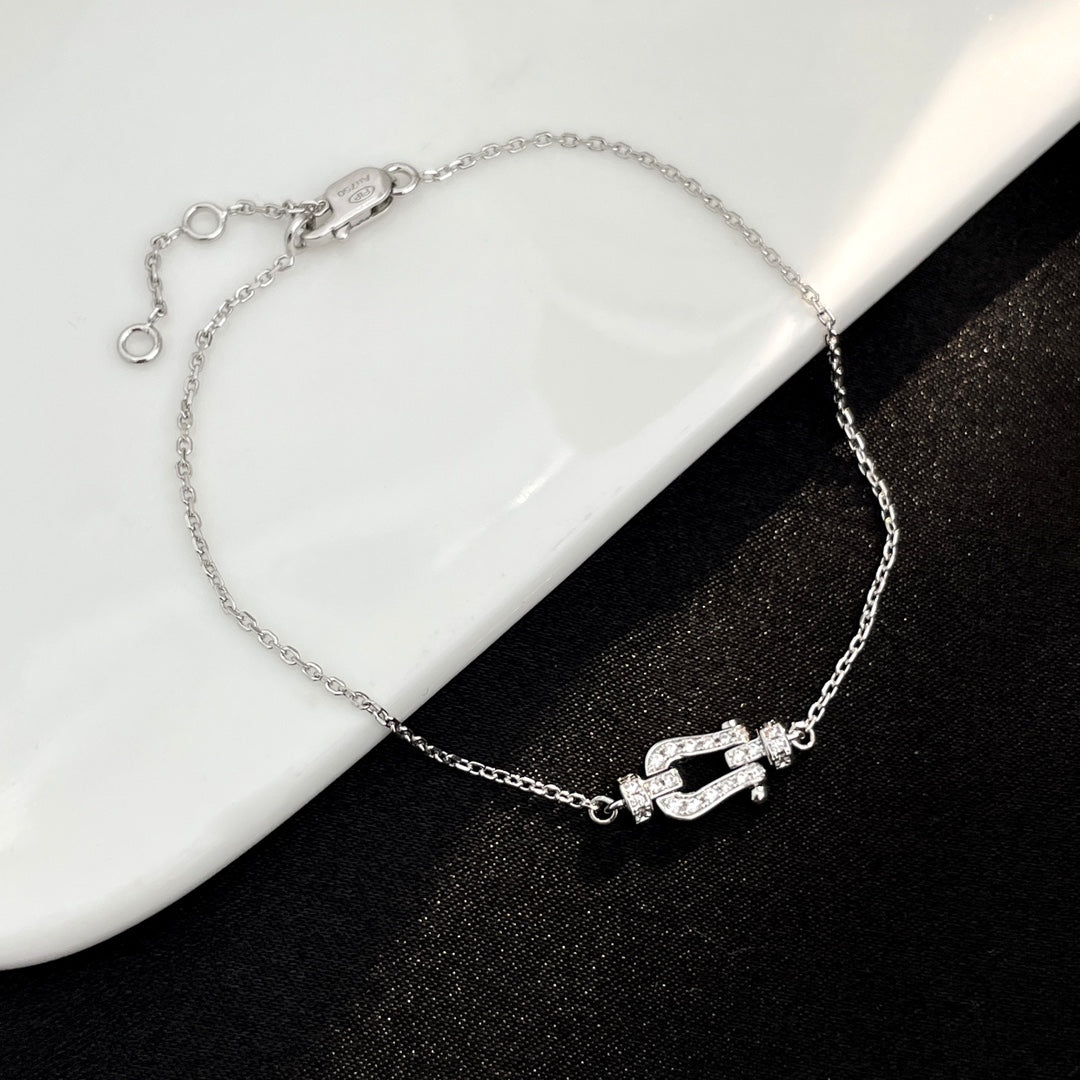 FRED FORCE 10 FULL DIAMOND BUCKLE CHAIN LINK MINI MODEL BRACELET