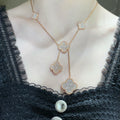 VCA CLOVER 6 MOTIF DIAMOND PAVED NECKLACE