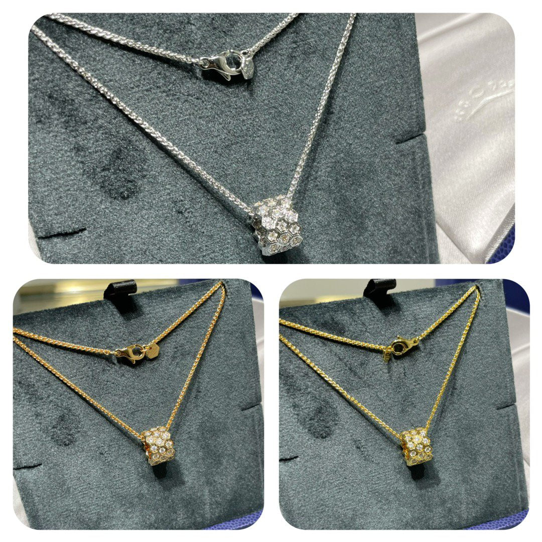 CHAUMET BEE LOVE DIAMOND PAVED 3 ROW NECKLACE