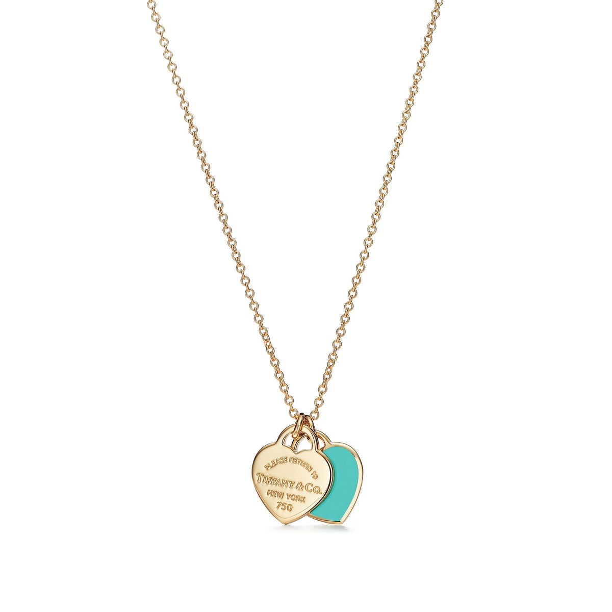 Tiffany Return to Tiffany Double Heart Tag Pendant in Silver and Gold Mini Necklaces