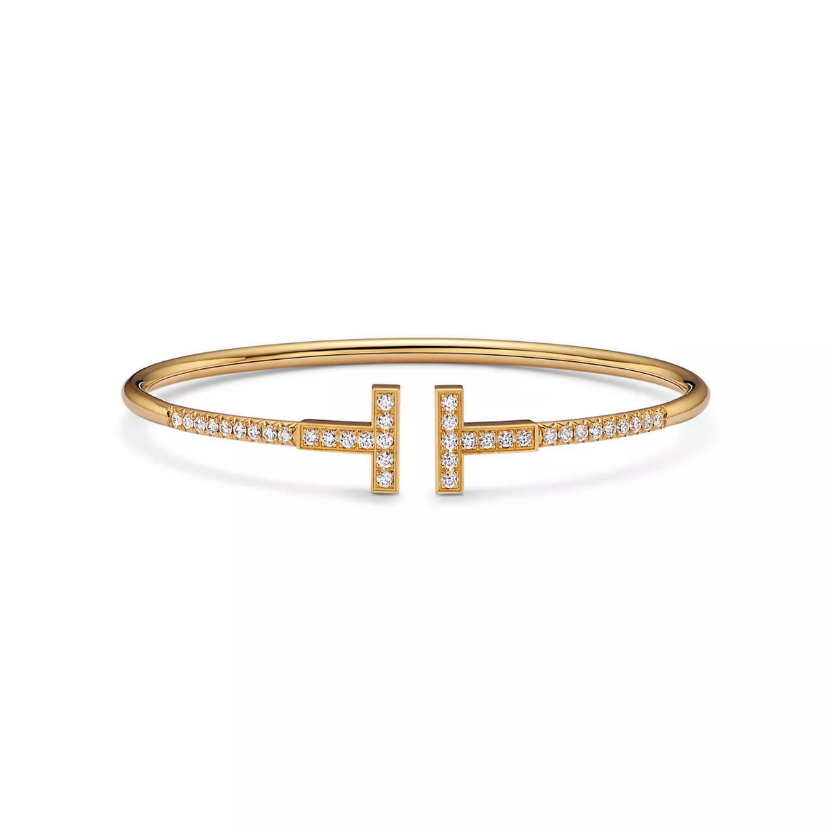 Tiffany T Pavé Diamond Wire Bangle Bracelets