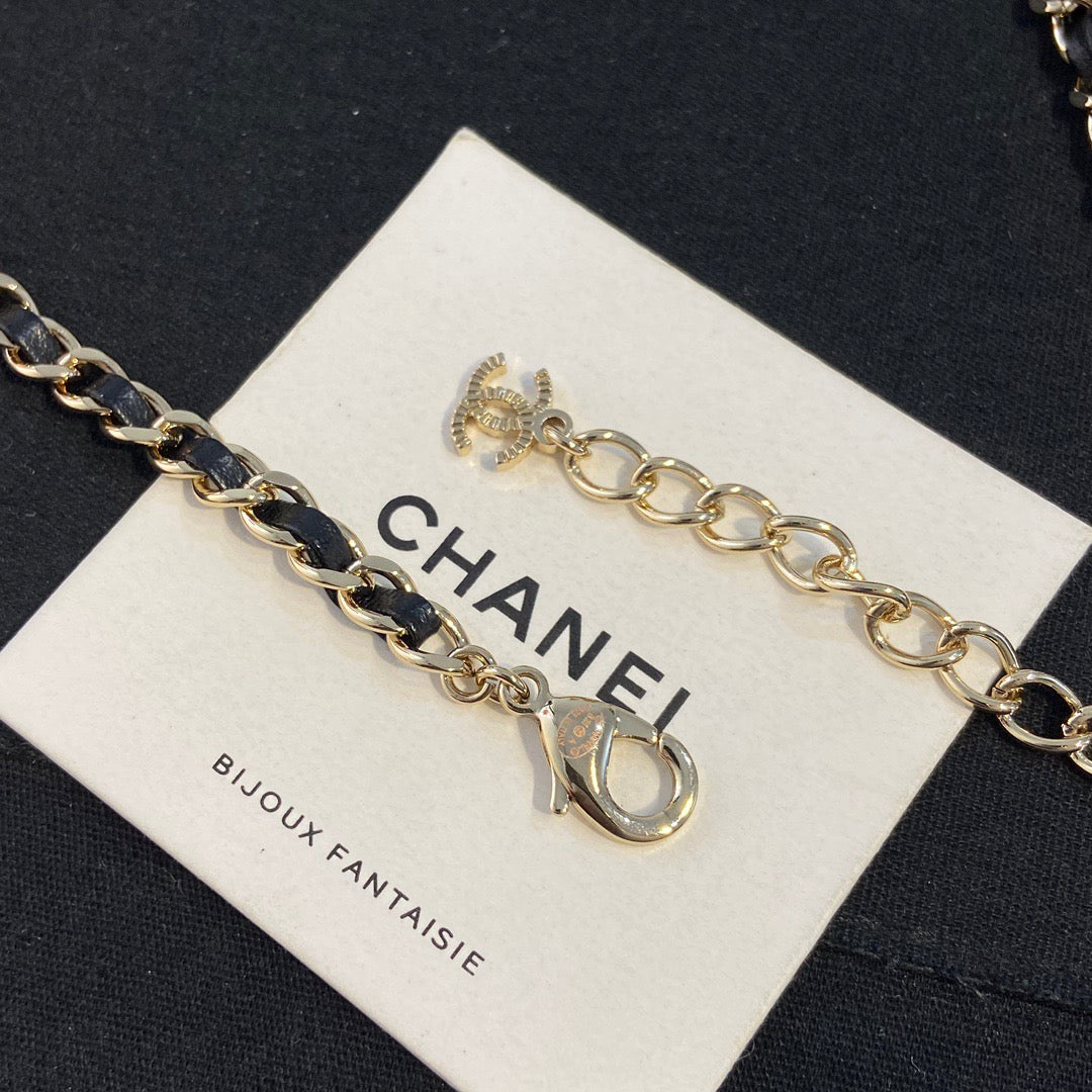 Chanel Black Leather Star Choker Necklaces