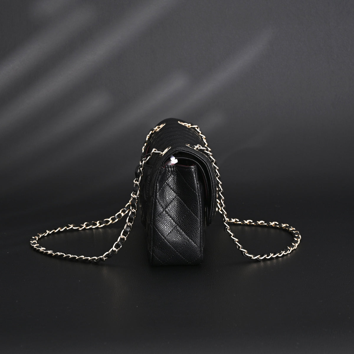 chanel-classic-flap-bag-black-quilted-caviar-leather-with-gold-tone-hardware-1 Shoulder