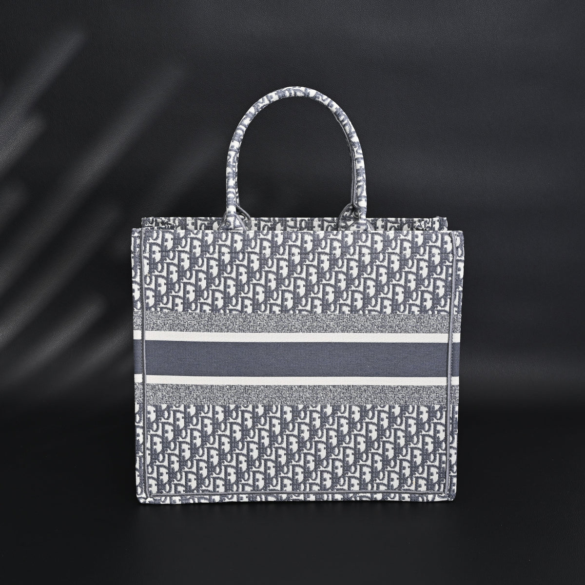 christian-dior-large-book-tote-grey-oblique-embroidery Tote