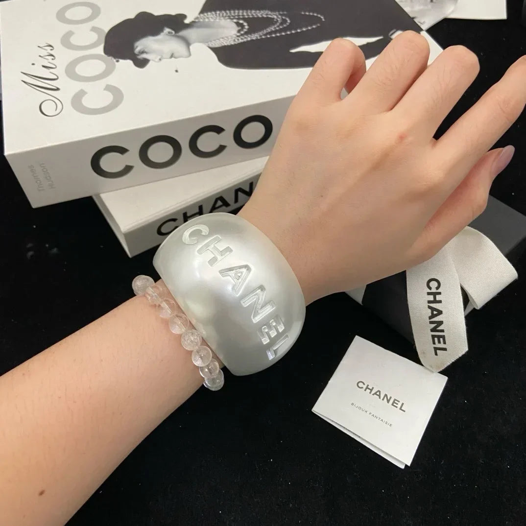 Chanel White Bangle Bracelets