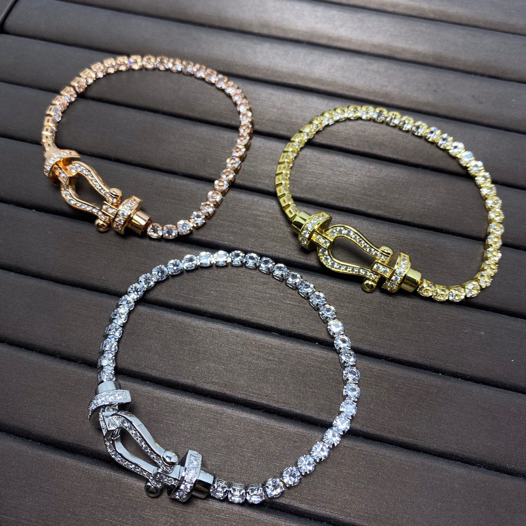FRED FORCE LARGE HORSESHOE FULL DIAMOND TENNIS BRACELET