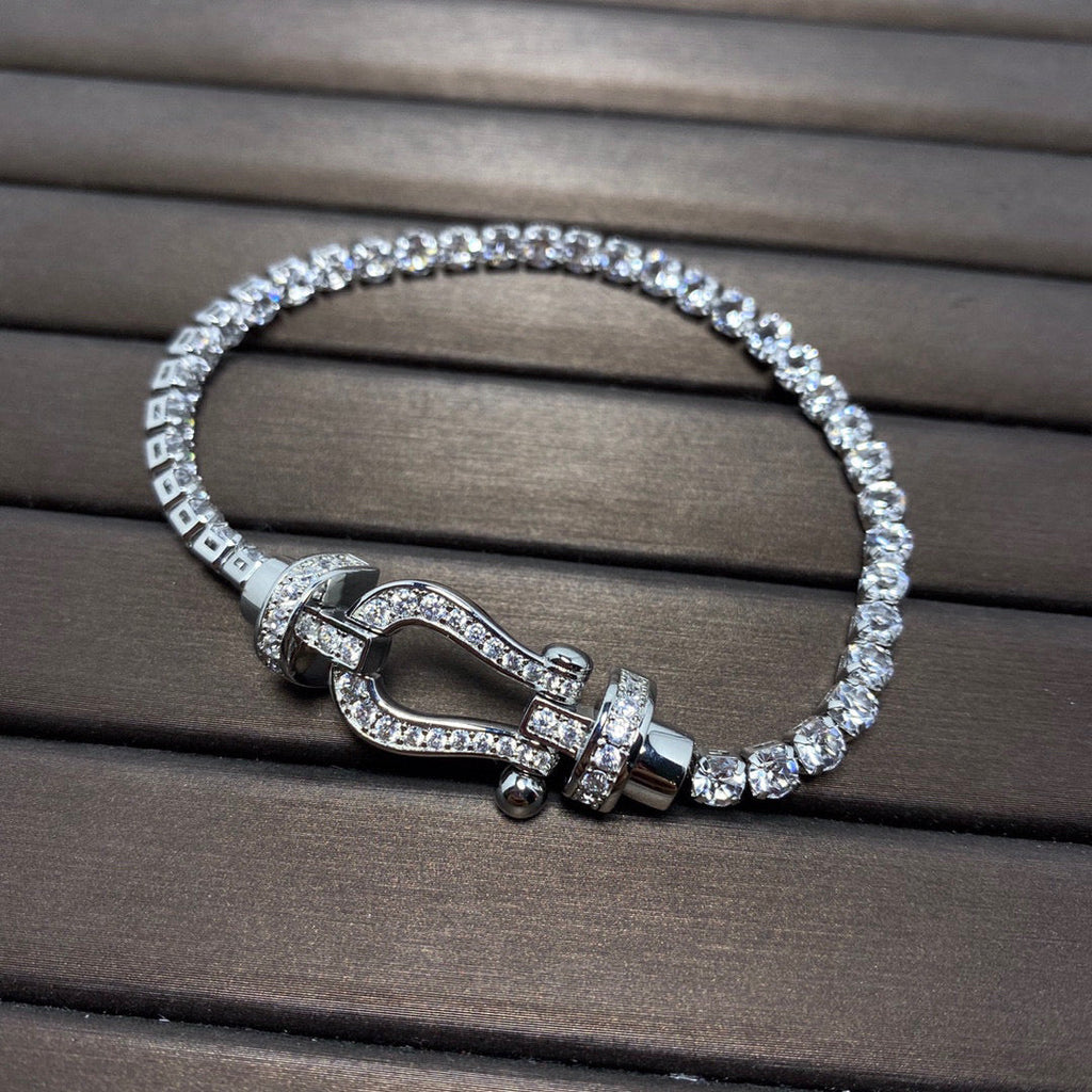 FRED FORCE LARGE HORSESHOE FULL DIAMOND TENNIS BRACELET