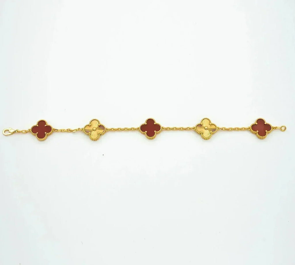 VCA CLOVER 5 MOTIF RED CORNELIAN BRACELET COLLECTION