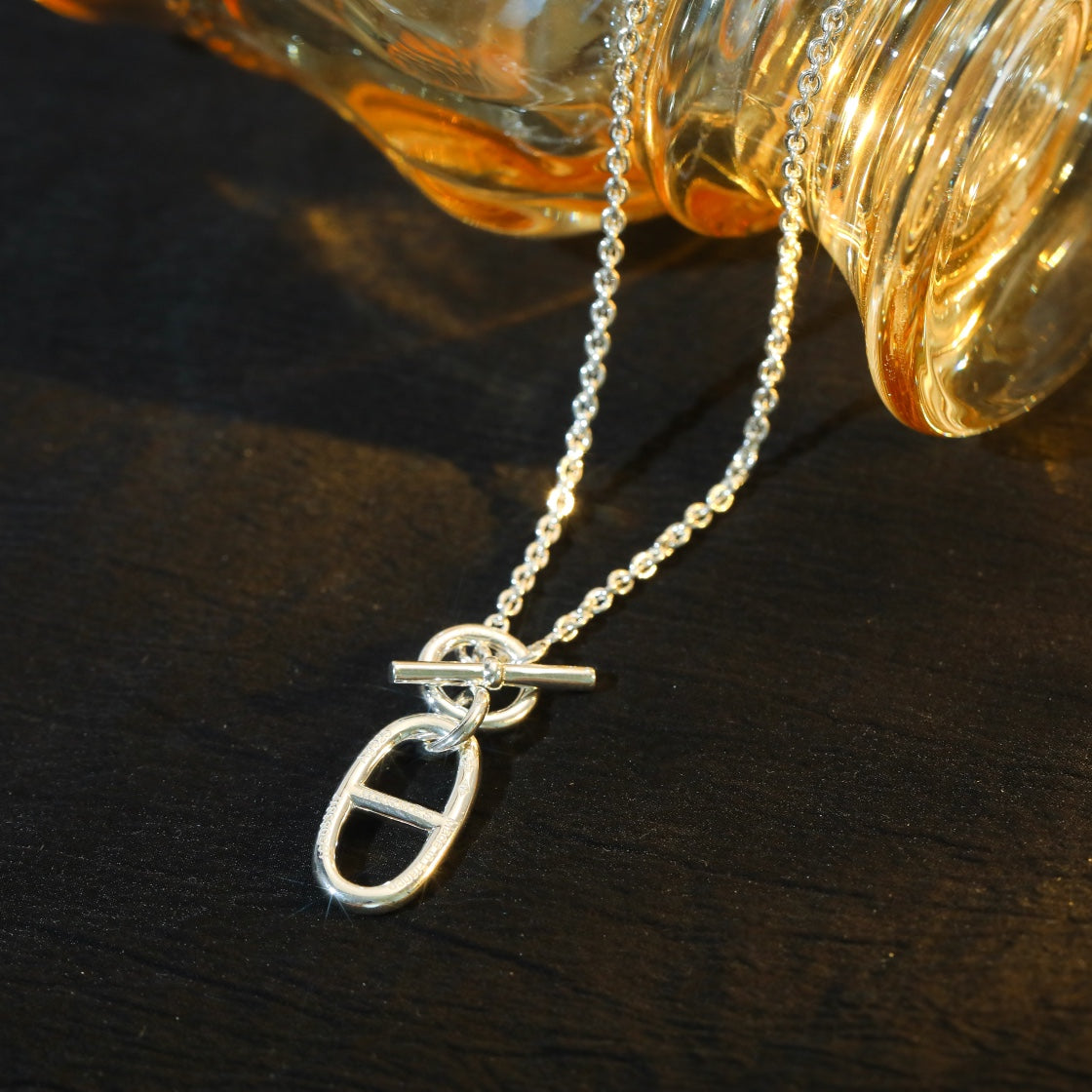 HERMES HM CHAINE D'ANCRE PENDANT NECKLACE STERLING SILVER