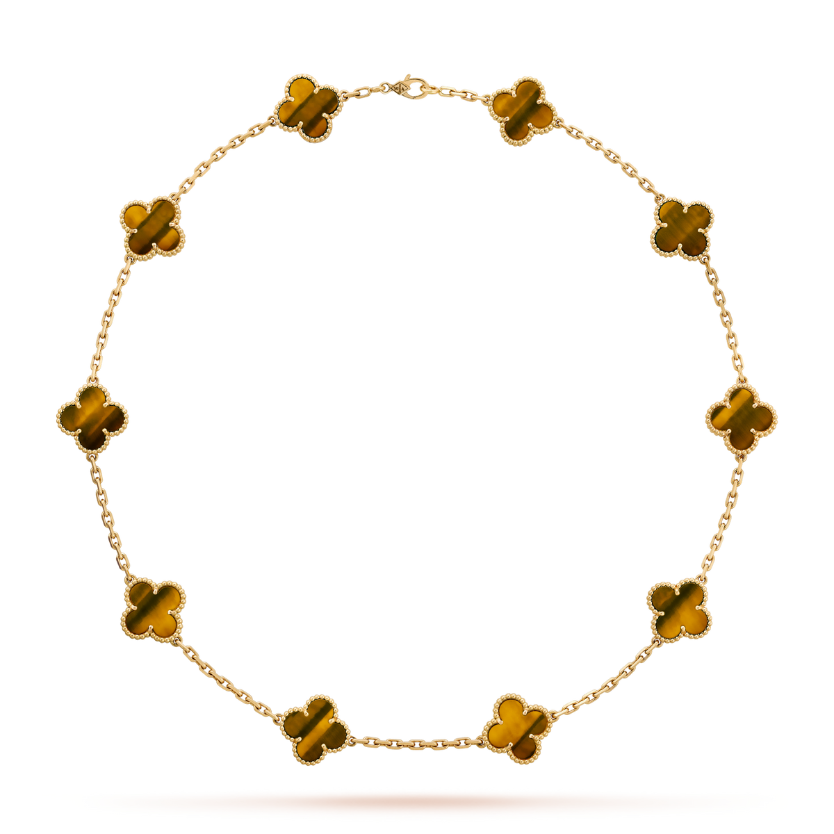 VCA CLOVER 10 MOTIFS TIGER EYE NECKLACE
