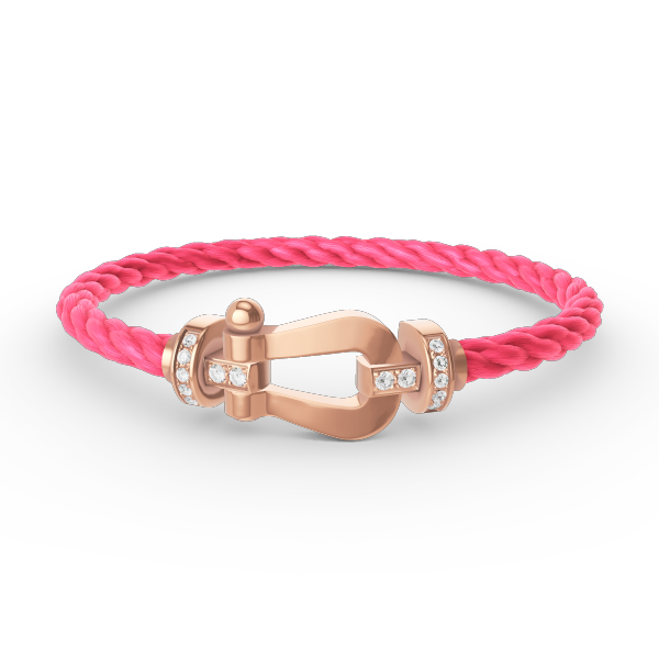 FRED FORCE LARGE HORSESHOE HALF DIAMOND BRACELET ROSE GOLD