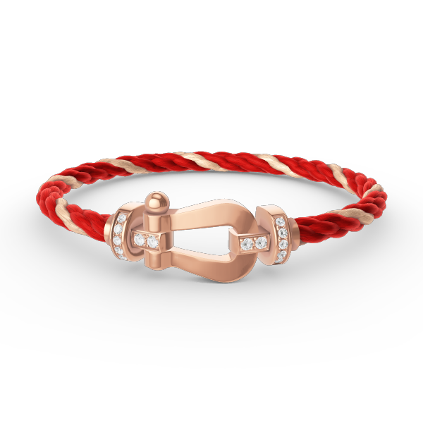 FRED FORCE LARGE HORSESHOE HALF DIAMOND BRACELET ROSE GOLD