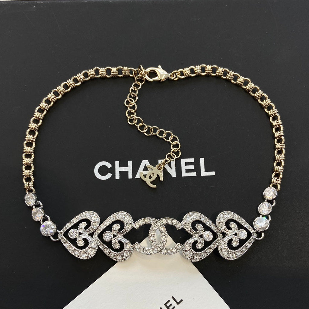 Chanel Heart Diamond Choker Necklaces