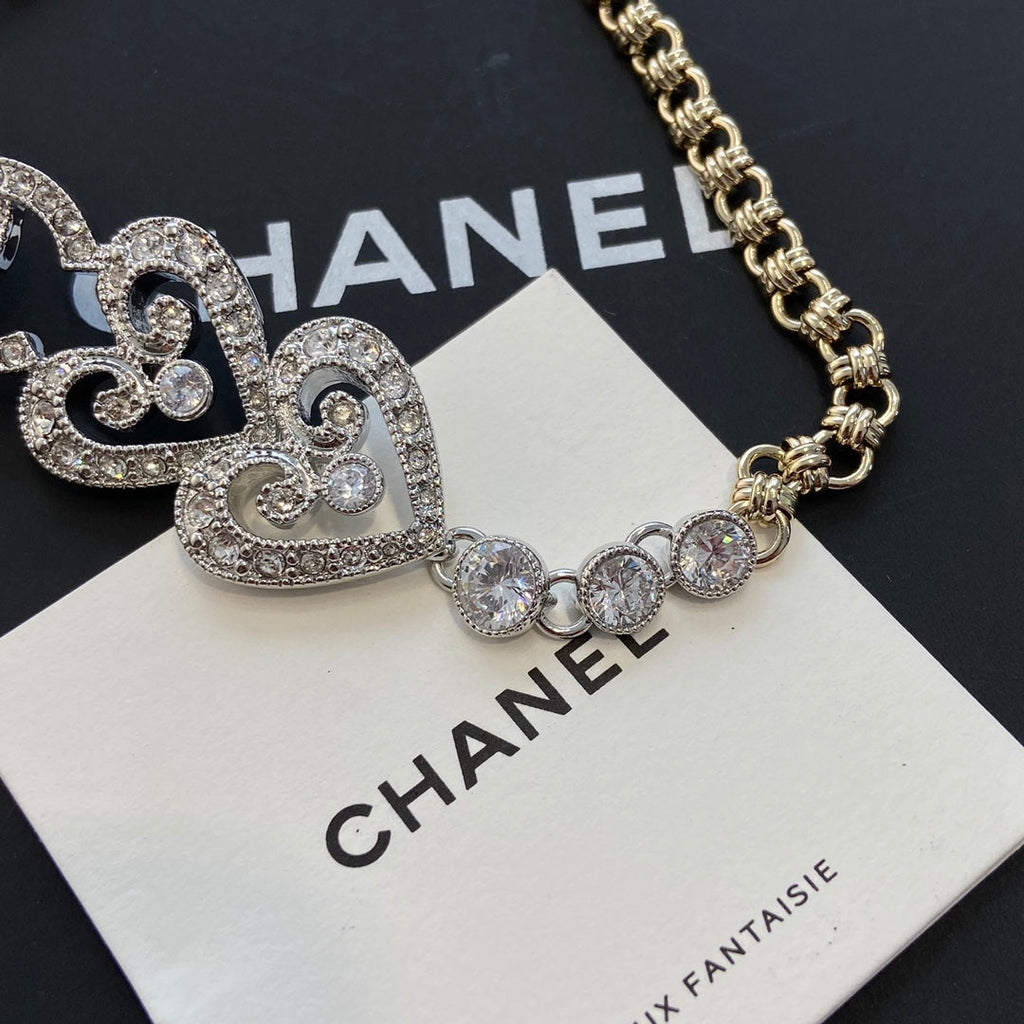 Chanel Heart Diamond Choker Necklaces