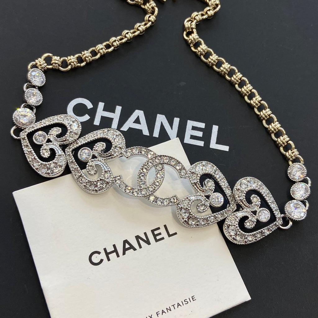 Chanel Heart Diamond Choker Necklaces