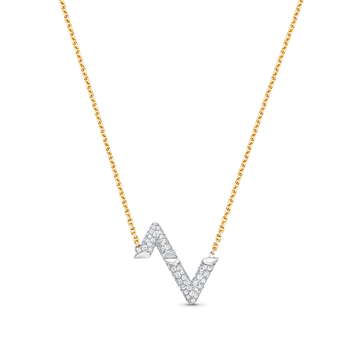 LOUIS VUITTON VOLT SILVER DIAMOND PEDANT NECKLACE