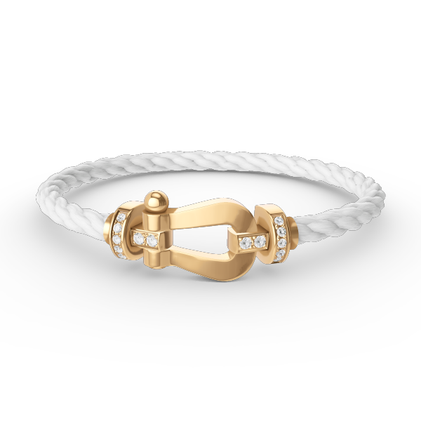 FRED FORCE LARGE HORSESHOE HALF DIAMOND BRACELET GOLD