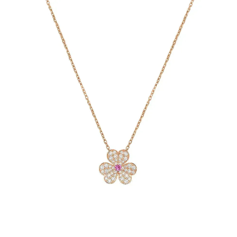 VCA FRIVOLE ROSE GOLD FLOWER DIAMOND NECKLACE