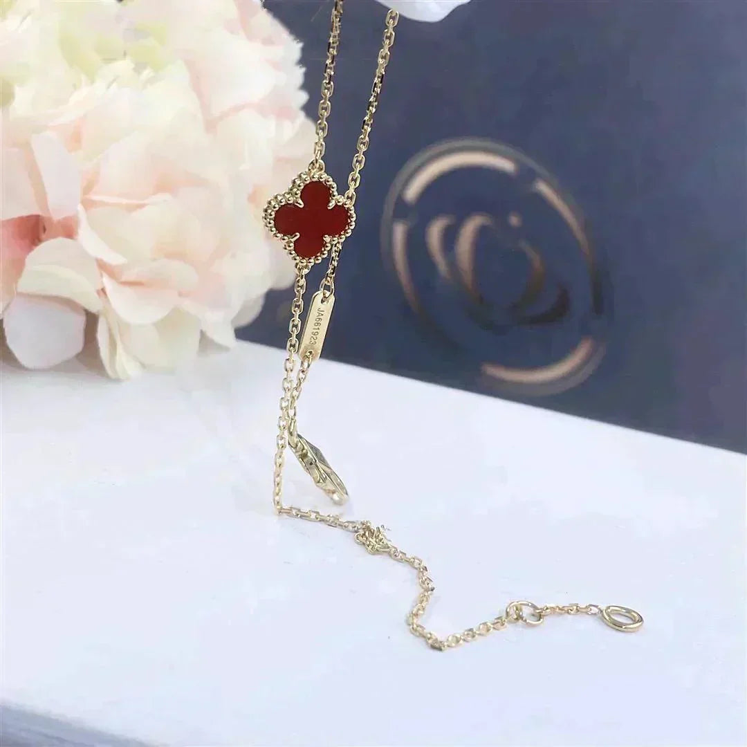 VCA CLOVER CARNELIAN SINGLE FLOWER BRACELET