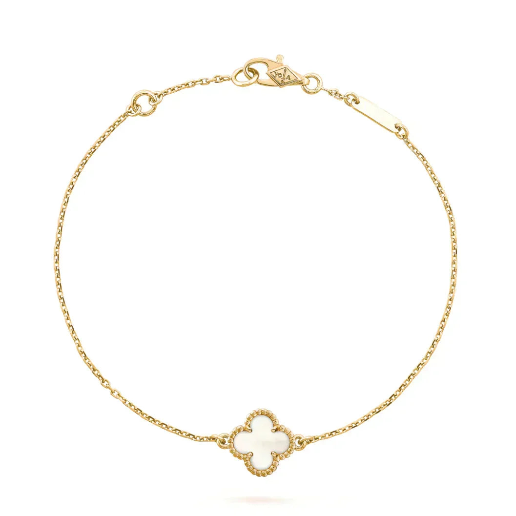 VCA CLOVER WHITE MOP SINGLE FLOWER BRACELET